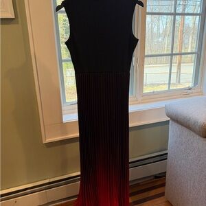 Black to Burgundy/Red Ombre Pleated Maxi Dress * Sleeveless* Formal Evening Wear